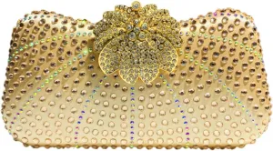 Elegant Ladies Diamond Evening Clutch Floral Handbag Crystal Shoulder Bag Sparkly Women Purse for Cocktail Party Prom
