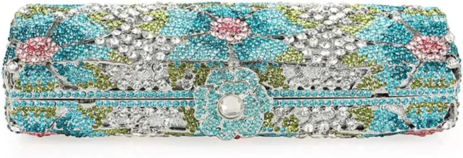 Elegant Ladies Floral Clutch Rhinestone Bag Flower Evening Bag Crystal Purse Bridal Handbag for Party Prom Cocktail