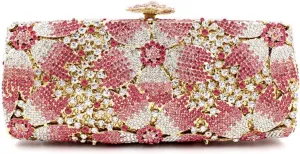 Elegant Ladies Floral Clutch Rhinestone Bag Flower Evening Bag Crystal Purse Bridal Handbag for Party Prom Cocktail