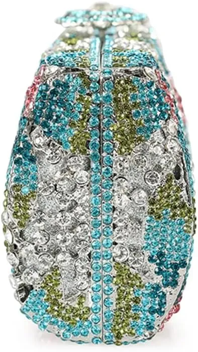Elegant Ladies Floral Clutch Rhinestone Bag Flower Evening Bag Crystal Purse Bridal Handbag for Party Prom Cocktail