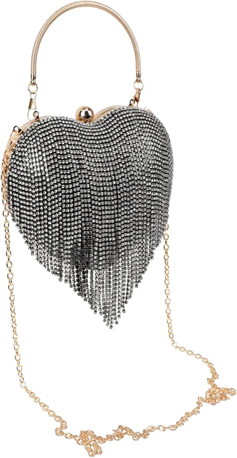 Elegant Luxury Evening Clutch Bag for Dinner Party Heart Shaped Handbag for Women Fashion Purse with Fine Workmanship Accessory for Banquets and Celebrations