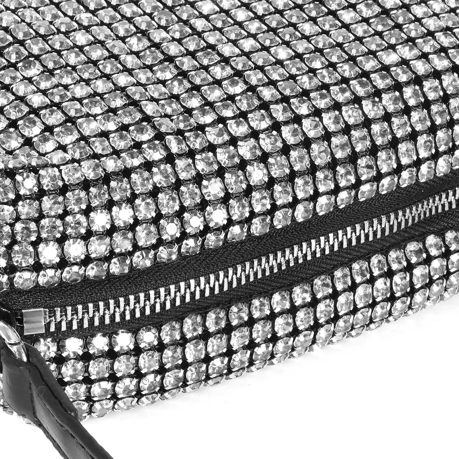 Elegant Rhinestone Evening Bag for Women - Sparkling Silver Crossbody Purse with Detachable Chain Strap