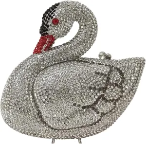Elegant Swan Evening Purse Animal Crystal Clutch Women Minaudiere Handbag Party Luxury Rhinestone Bag