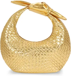 Emprier Dumpling Evening Bag for Women,Woven Clutch Purse,Soft Vegan Leather Knotted Handbag, for Formal Party Wedding