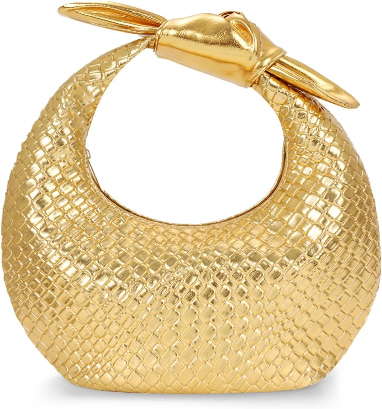Emprier Dumpling Evening Bag for Women,Woven Clutch Purse,Soft Vegan Leather Knotted Handbag, for Formal Party Wedding