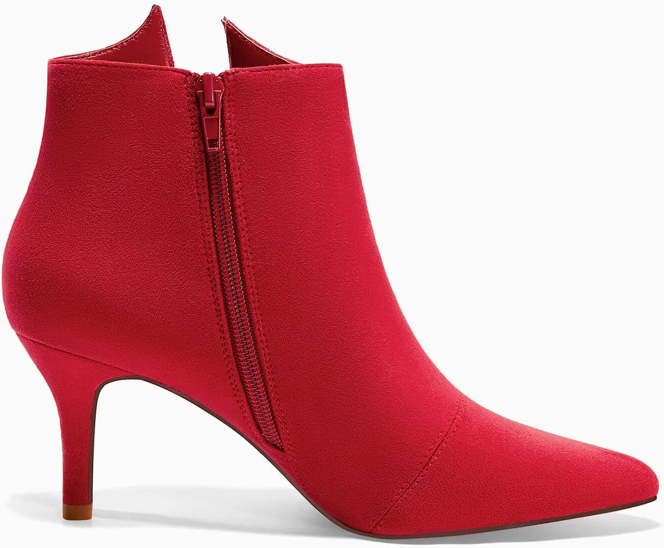 Ermonn Womens Pointed Toe Ankle Boots Stiletto Heels Side Zipper Bow Faux Suede Booties Wedding Dress Shoes