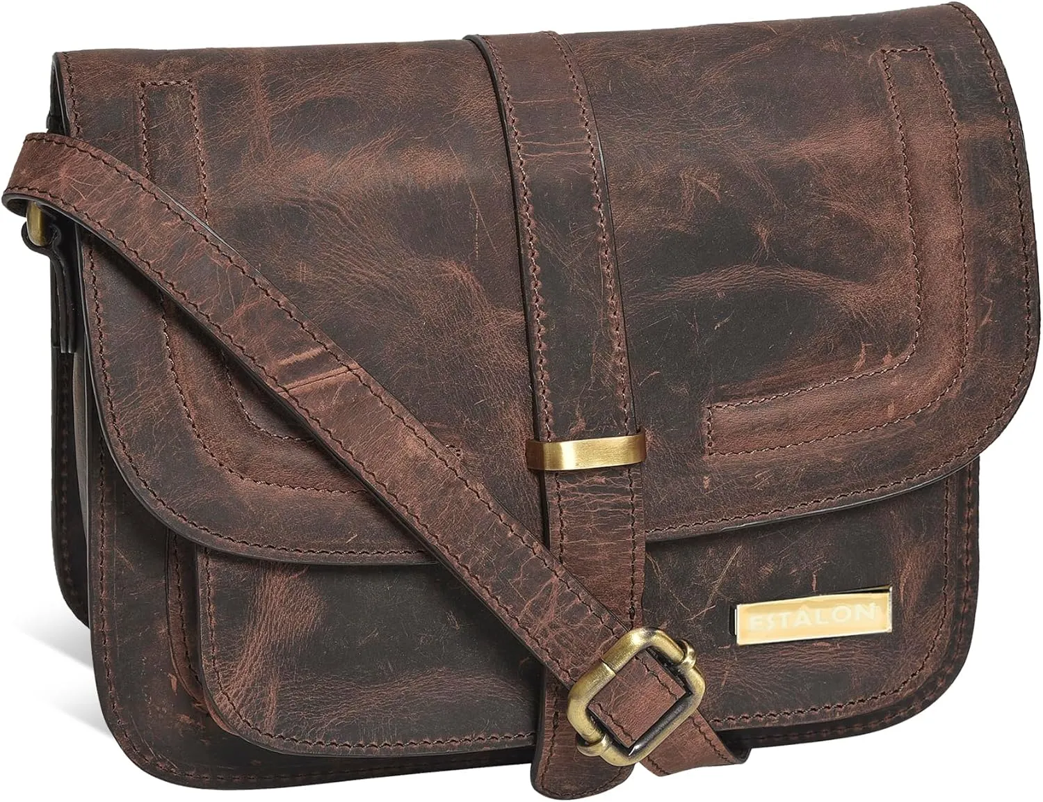 ESTALON Leather Crossbody Bags for Women - Trendy Women's Shoulder Bag - Cross body Purses for Women - Ladies Handbags - Gifts for Her - Brown