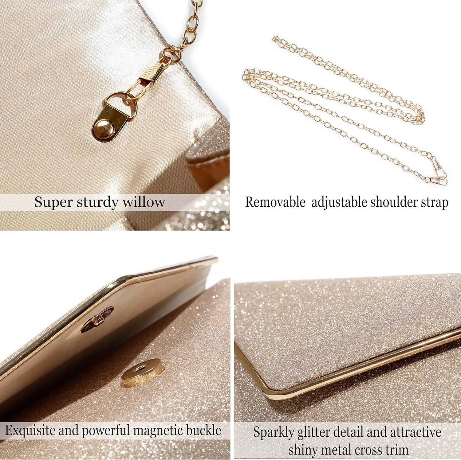 Evening Bag Clutch Purses for Women, Ladies Sparkling Party Handbag Wedding Bag Purse
