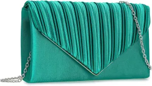 Evening Bag Elegant Women Party Handbag Pleated Satin Clutch for Wedding/Prom/Formal Events