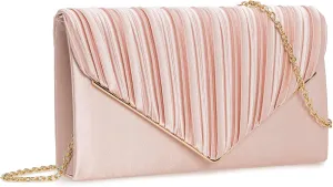 Evening Bag Elegant Women Party Handbag Pleated Satin Clutch for Wedding/Prom/Formal Events