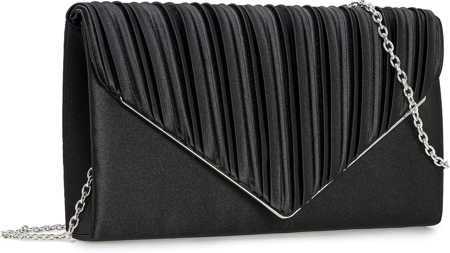 Evening Bag Elegant Women Party Handbag Pleated Satin Clutch for Wedding/Prom/Formal Events