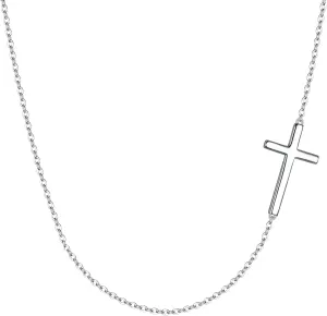 EVER FAITH 925 Sterling Silver Simple Sideways Cross Pendant Choker Necklace Birthday/Mothers Day/Valentines/Christmas Jewelry Gift for Women