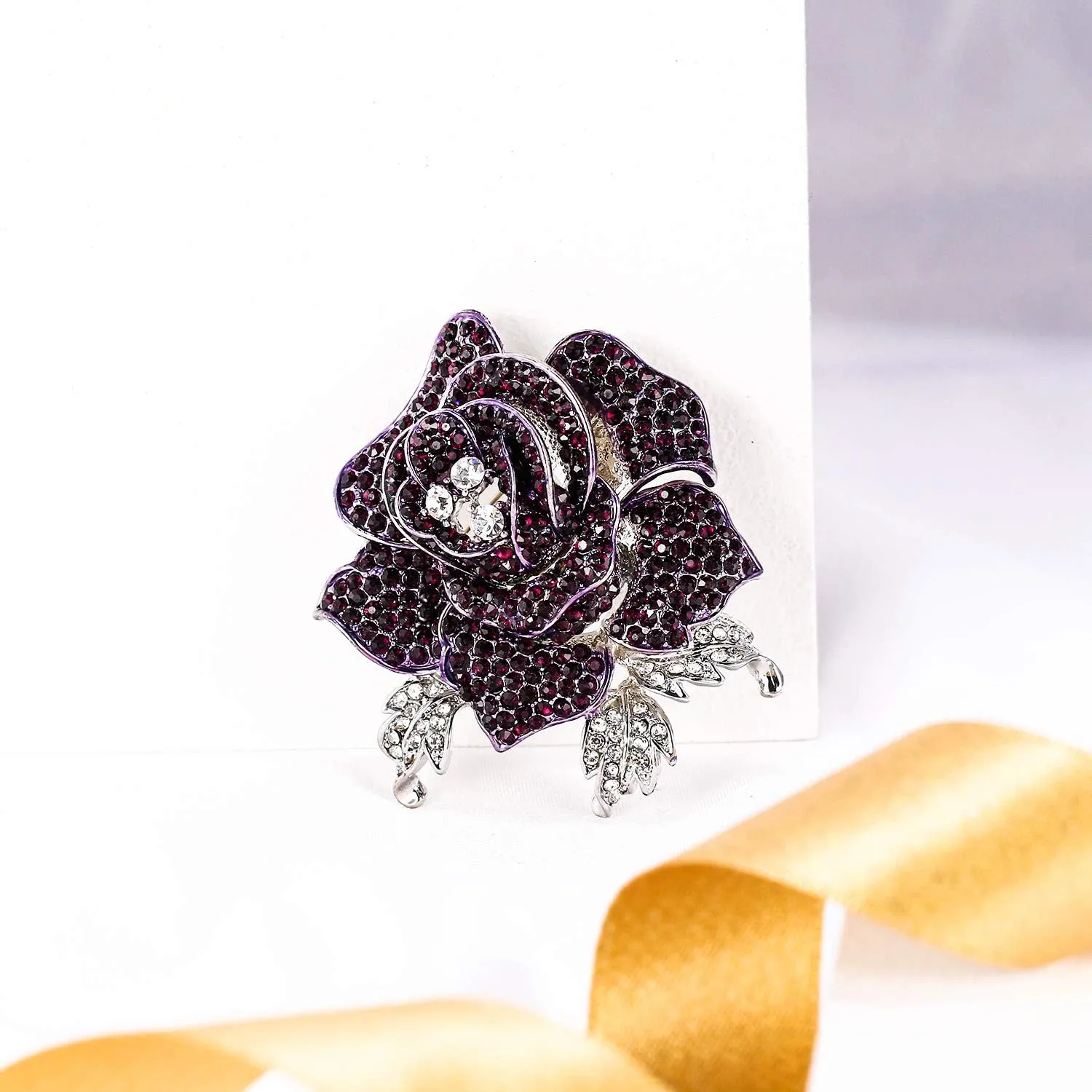EVER FAITH Women's Austrian Crystal Blooming Beautiful Rose Flower Brooch