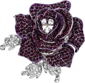EVER FAITH Women's Austrian Crystal Blooming Beautiful Rose Flower Brooch