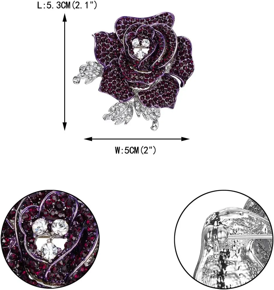 EVER FAITH Women's Austrian Crystal Blooming Beautiful Rose Flower Brooch