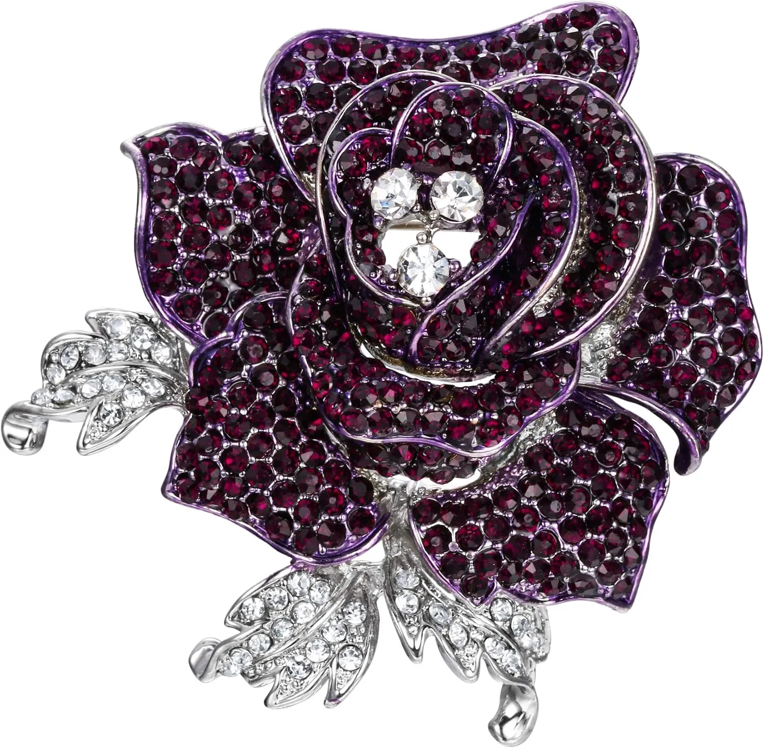 EVER FAITH Women's Austrian Crystal Blooming Beautiful Rose Flower Brooch