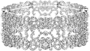 EVER FAITH Women's Austrian Crystal Bride Heart Art Deco Elastic Stretch Bracelet Clear