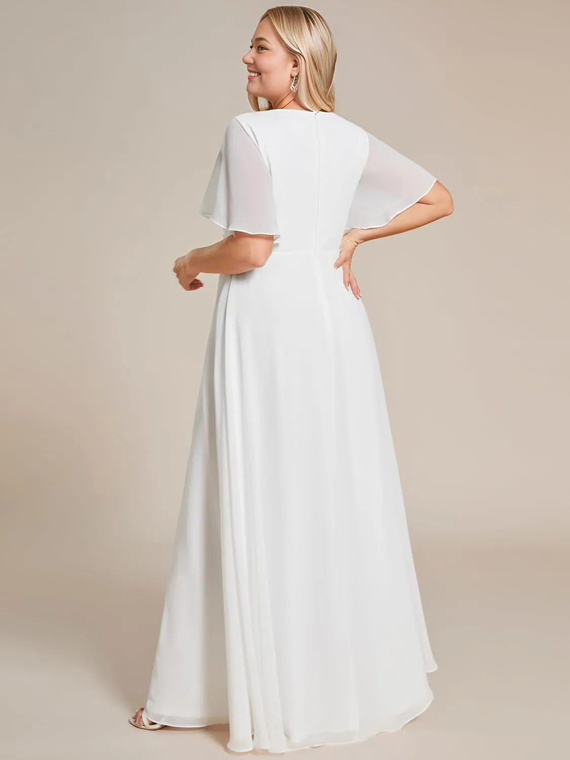 Ever-Pretty Plus Women's V Neck Floor Length Chiffon Evening Dresses Plus Size Mother of The Bride Dresses 01960-DAPH