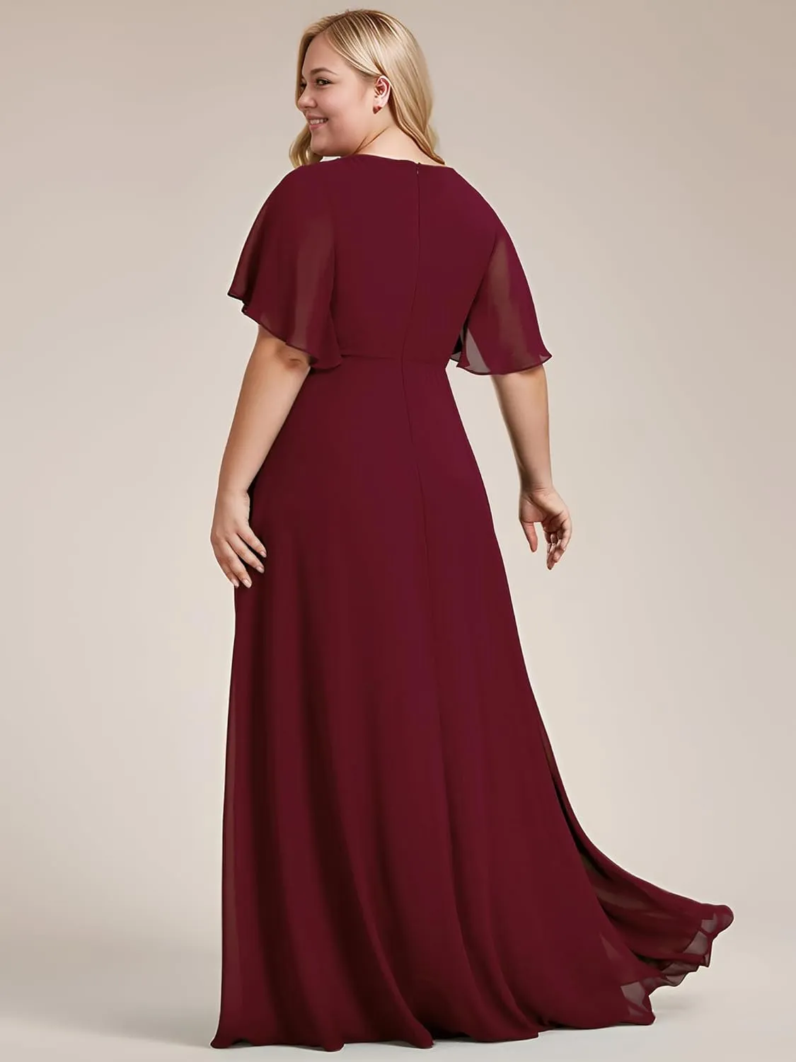 Ever-Pretty Plus Women's V Neck Floor Length Chiffon Evening Dresses Plus Size Mother of The Bride Dresses 01960-DAPH