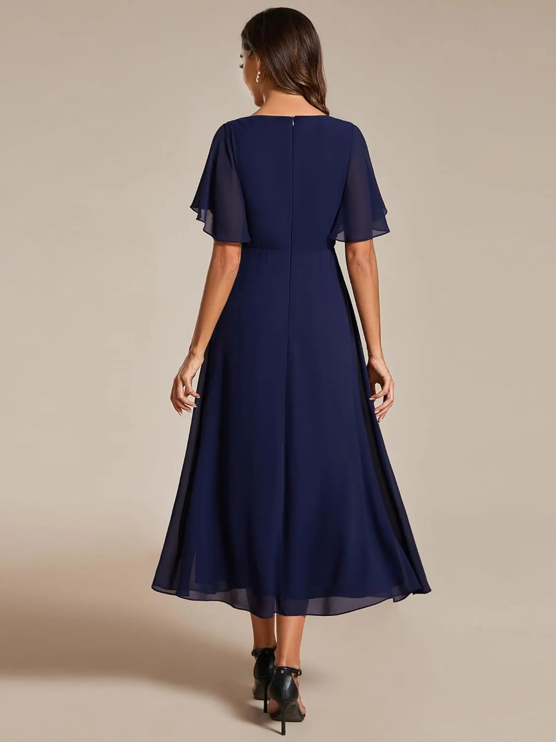 Ever-Pretty Women's Cocktail Dresses V Neck A-Line Elastic High Waist Wedding Guest Evening Party Maxi Dress 02093