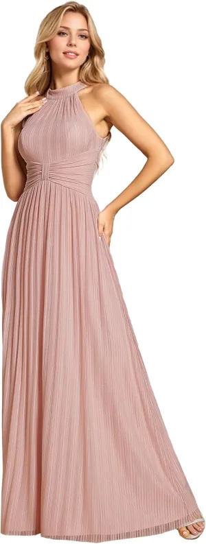 Ever-Pretty Women's Halter Neck Summer Formal Dresses Sleeveless Pletaed Floor Length Glitter Evening Dresses 41961