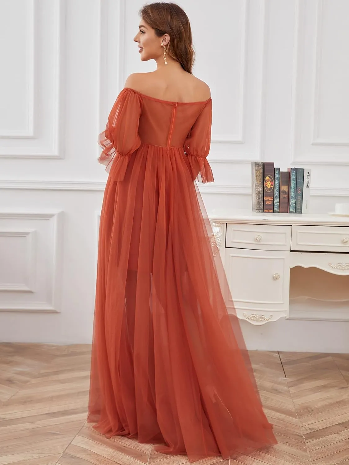 Ever-Pretty Women's Off-Shoulder A-line Tulle Maternity Dress for Baby Shower 20862