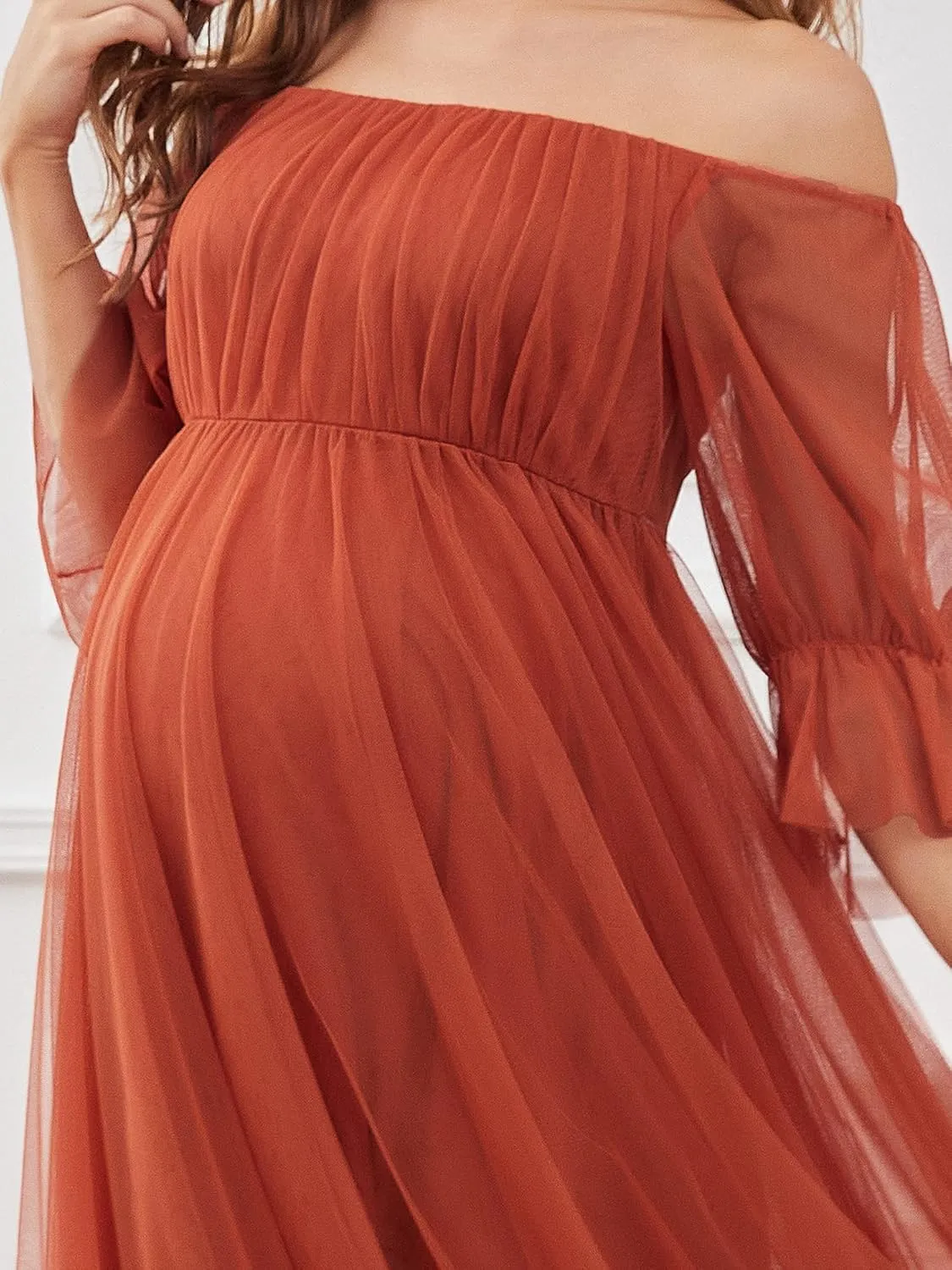 Ever-Pretty Women's Off-Shoulder A-line Tulle Maternity Dress for Baby Shower 20862