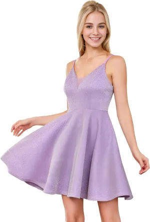 Ever-Pretty Women's Summer Dresses Glitter V Neck Spaghetti Straps Mini Wedding Guest Dress 03124