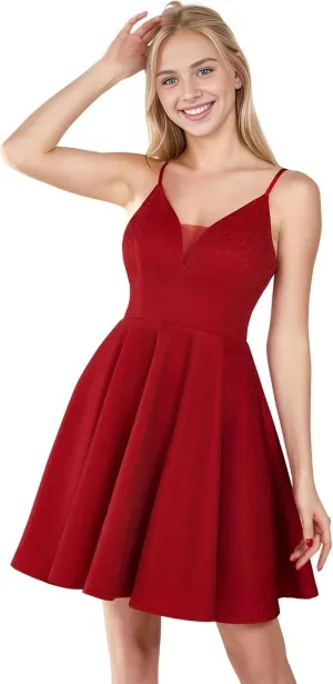 Ever-Pretty Women's Summer Dresses Glitter V Neck Spaghetti Straps Mini Wedding Guest Dress 03124