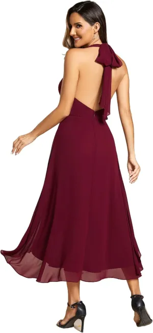 Ever-Pretty Women's Summer Dresses Halter Neck High Low Hem Chiffon Wedding Guest Dress 11926