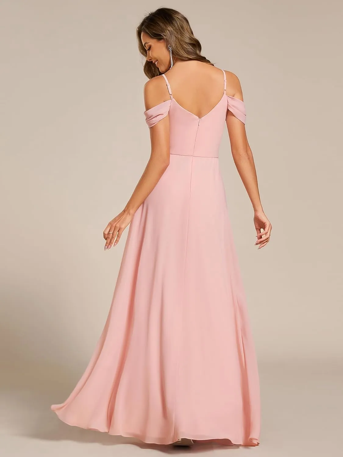 Ever-Pretty Women's V Neck Pleated Sleeveless Chiffon Floor Length A Line Bridesmaid Dresses 02354