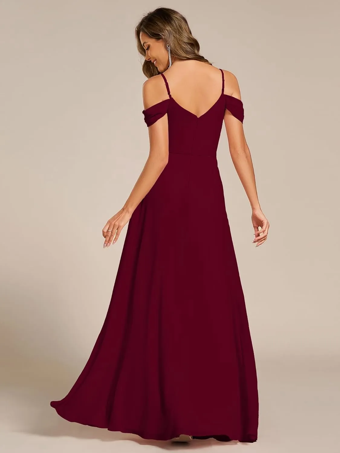 Ever-Pretty Women's V Neck Pleated Sleeveless Chiffon Floor Length A Line Bridesmaid Dresses 02354