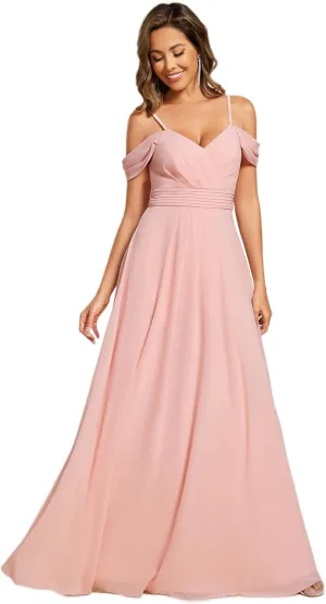Ever-Pretty Women's V Neck Pleated Sleeveless Chiffon Floor Length A Line Bridesmaid Dresses 02354