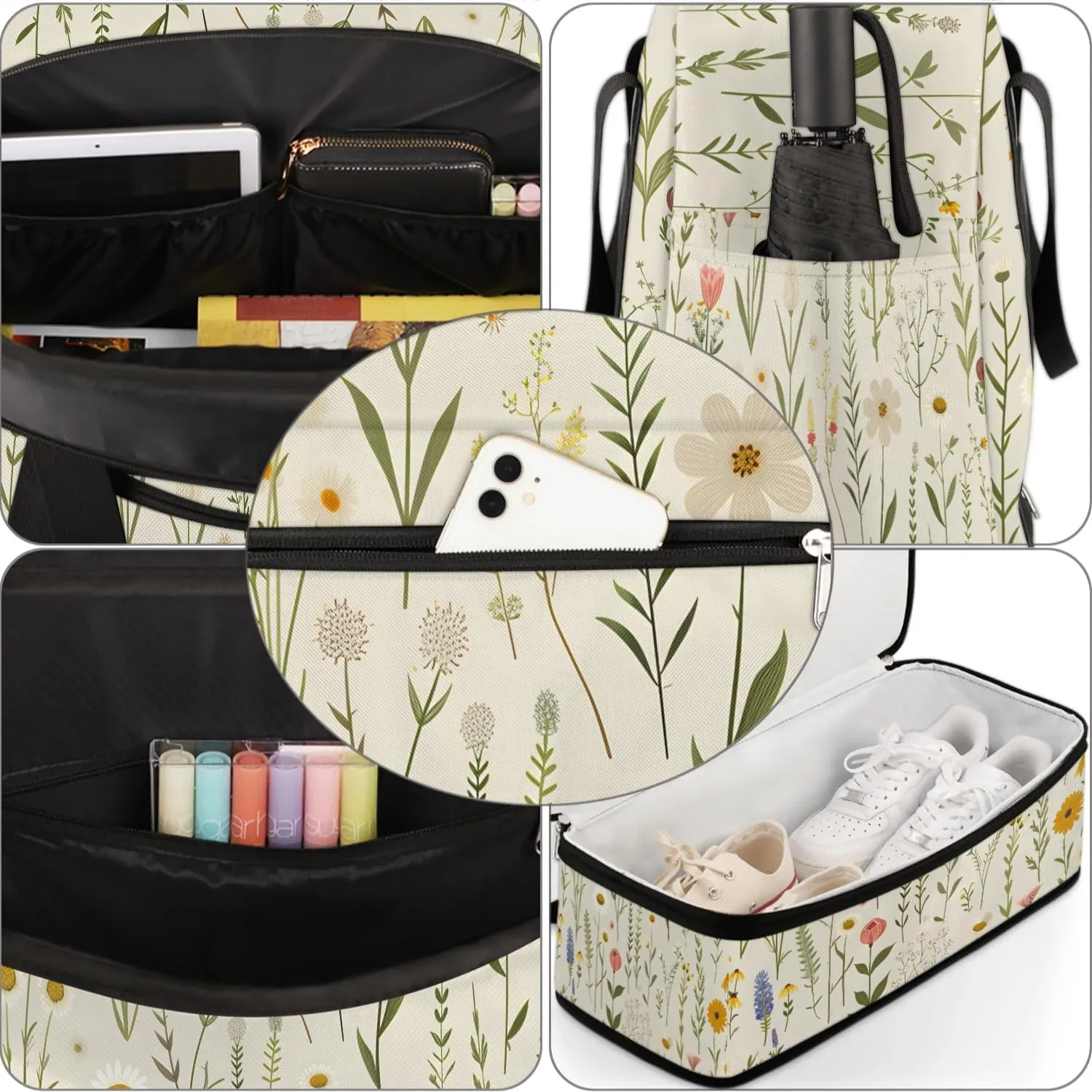 Exquisite Flora Colorful Pattern Travel Duffle Bag, Collapsible Travel Bag Sports Gym Bag With Shoes Compartment Weekender Bag Overnight Bag For Women Men