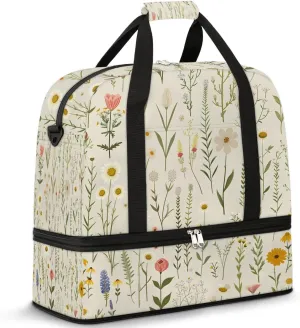 Exquisite Flora Colorful Pattern Travel Duffle Bag, Collapsible Travel Bag Sports Gym Bag With Shoes Compartment Weekender Bag Overnight Bag For Women Men