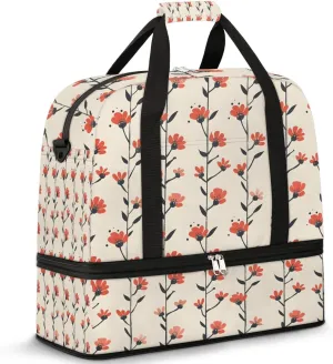 Exquisite Flora Colorful Prints Travel Duffle Bag, Collapsible Travel Bag Sports Gym Bag With Shoes Compartment Weekender Bag Overnight Bag For Women Men