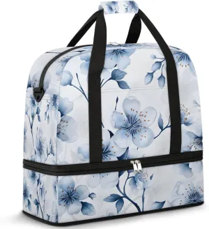 Exquisite Flora Print Vivid Travel Duffle Bag, Collapsible Travel Bag Sports Gym Bag With Shoes Compartment Weekender Bag Overnight Bag For Women Men