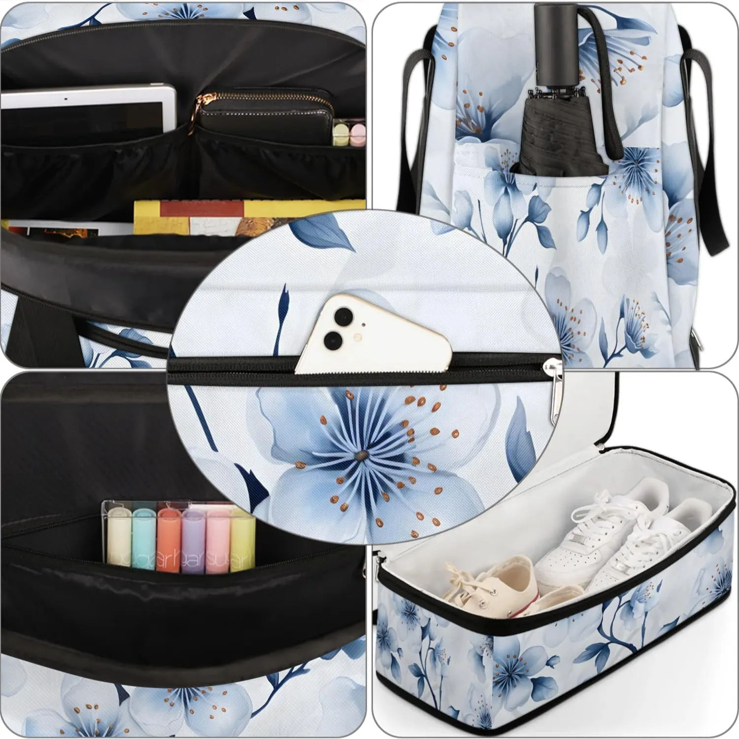 Exquisite Flora Print Vivid Travel Duffle Bag, Collapsible Travel Bag Sports Gym Bag With Shoes Compartment Weekender Bag Overnight Bag For Women Men