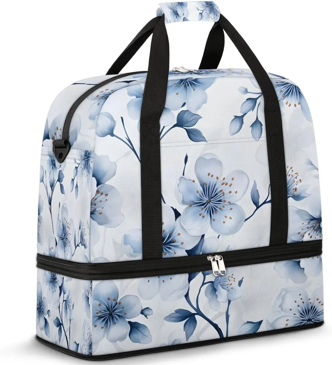Exquisite Flora Print Vivid Travel Duffle Bag, Collapsible Travel Bag Sports Gym Bag With Shoes Compartment Weekender Bag Overnight Bag For Women Men