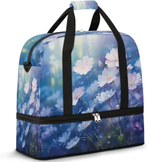 Exquisite Flora Vivid Pattern Travel Duffle Bag, Collapsible Travel Bag Sports Gym Bag With Shoes Compartment Weekender Bag Overnight Bag For Women Men