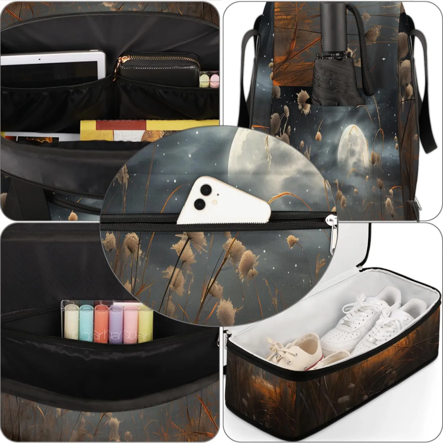 Exquisite Flora Vivid Printings Travel Duffle Bag, Collapsible Travel Bag Sports Gym Bag With Shoes Compartment Weekender Bag Overnight Bag For Women Men