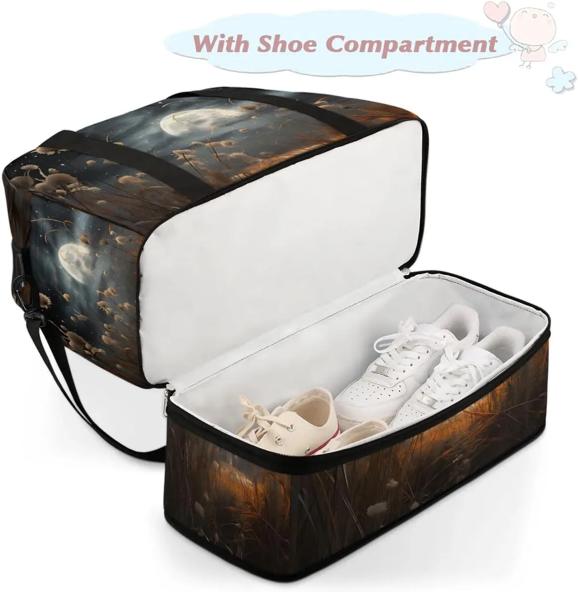 Exquisite Flora Vivid Printings Travel Duffle Bag, Collapsible Travel Bag Sports Gym Bag With Shoes Compartment Weekender Bag Overnight Bag For Women Men