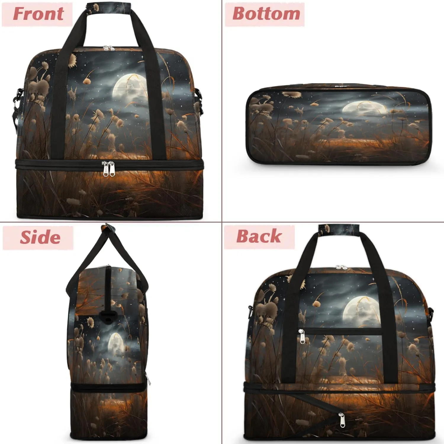 Exquisite Flora Vivid Printings Travel Duffle Bag, Collapsible Travel Bag Sports Gym Bag With Shoes Compartment Weekender Bag Overnight Bag For Women Men