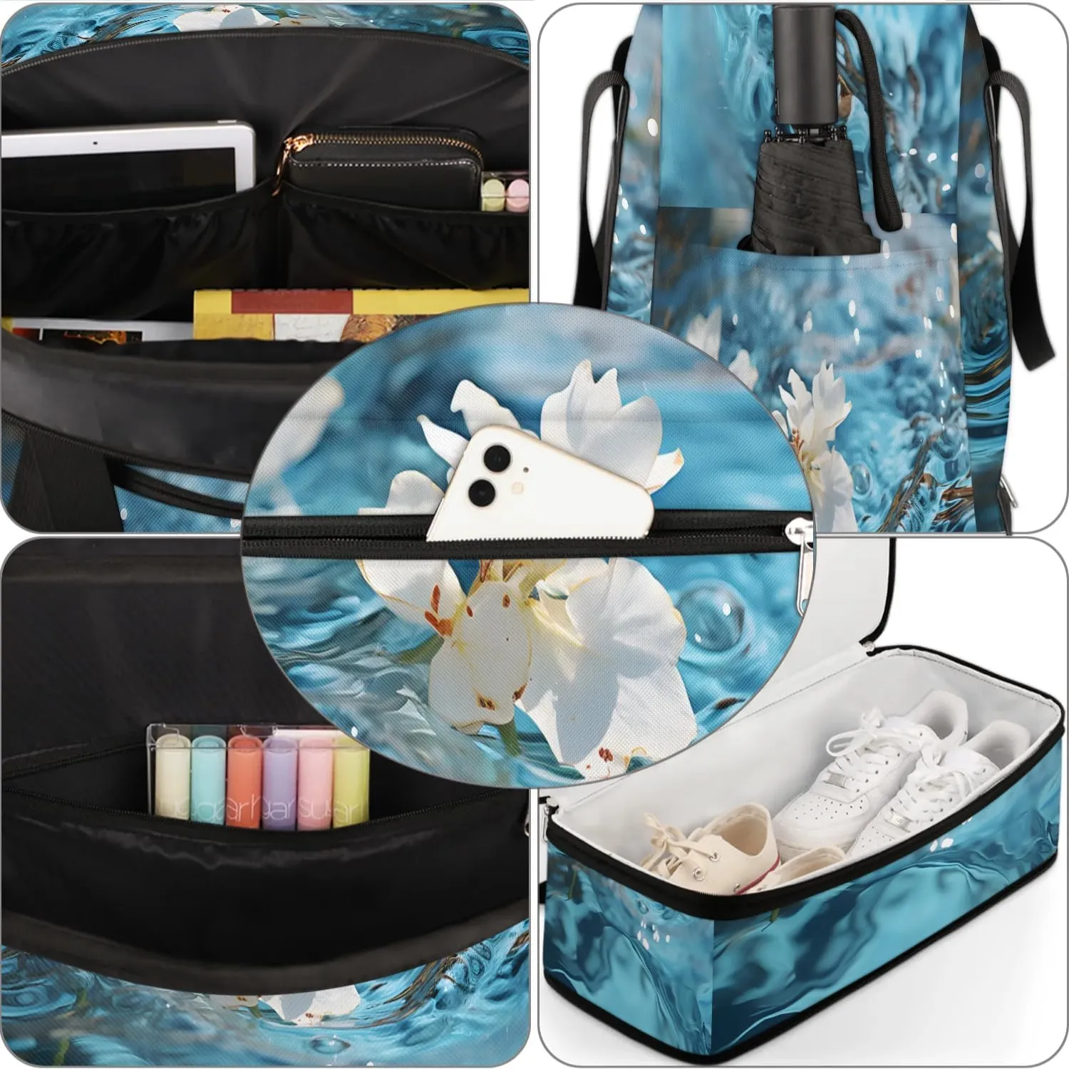 Exquisite Flora Vivid Prints Travel Duffle Bag, Collapsible Travel Bag Sports Gym Bag With Shoes Compartment Weekender Bag Overnight Bag For Women Men