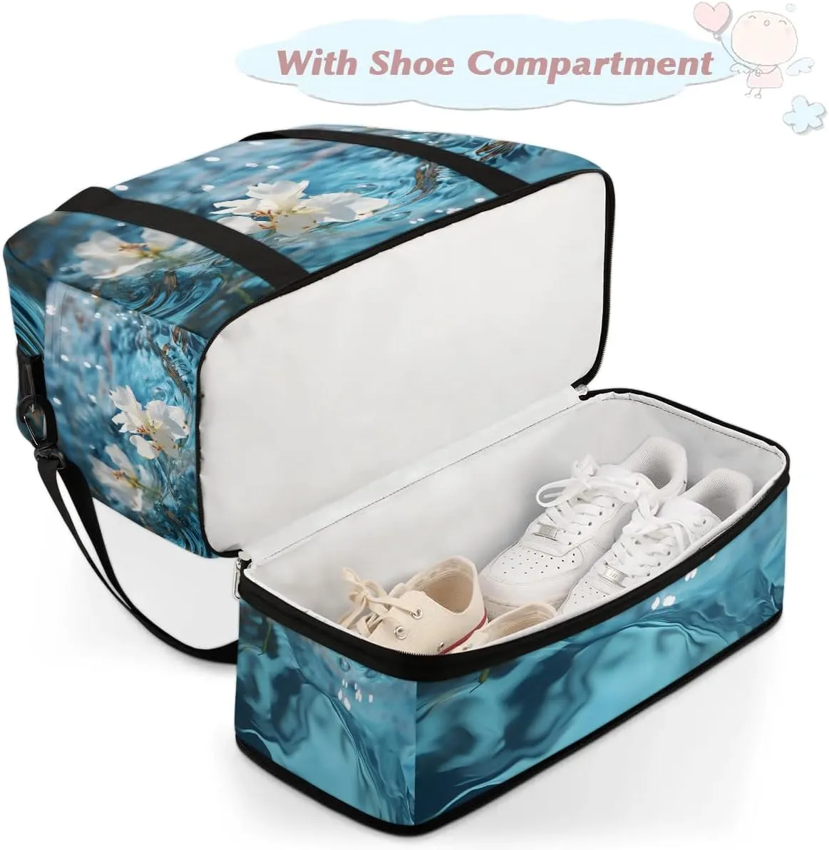 Exquisite Flora Vivid Prints Travel Duffle Bag, Collapsible Travel Bag Sports Gym Bag With Shoes Compartment Weekender Bag Overnight Bag For Women Men