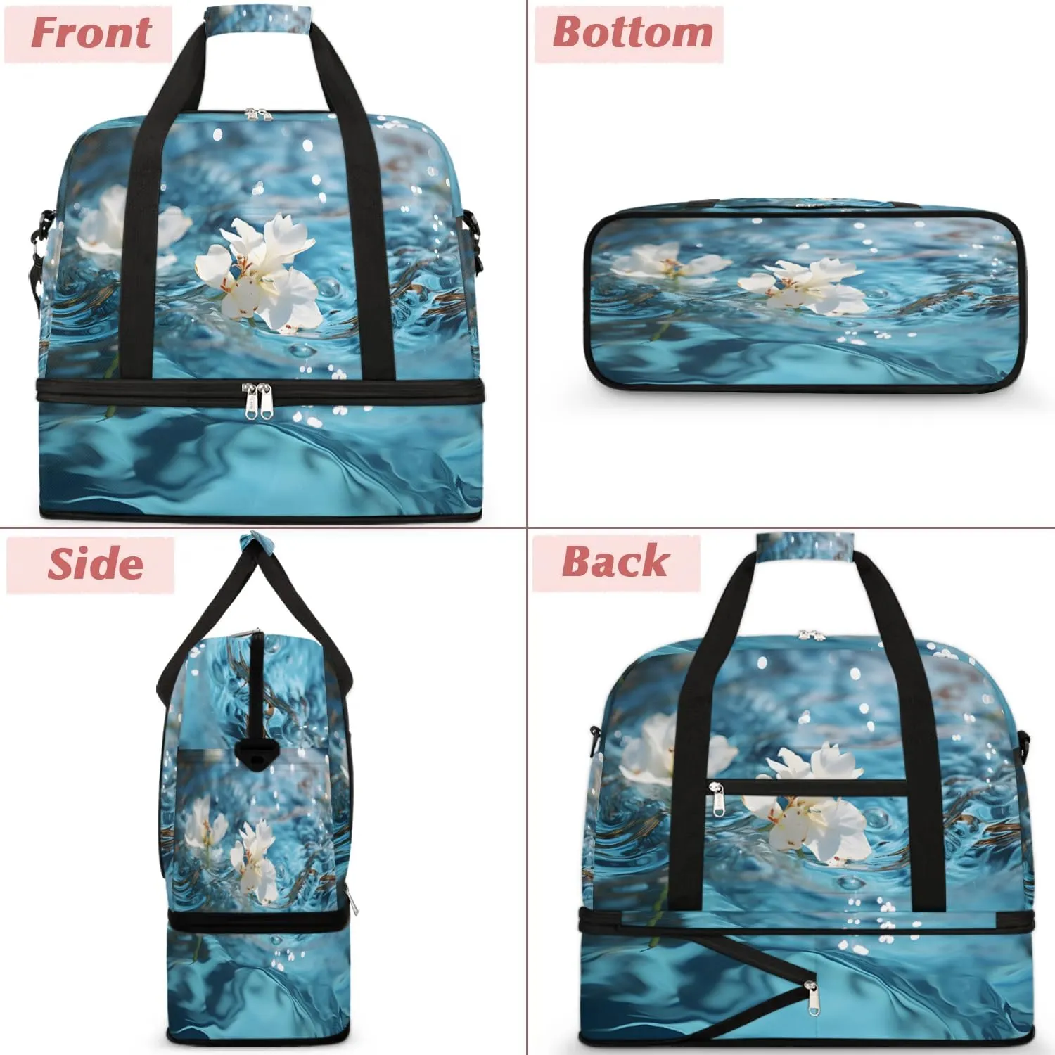 Exquisite Flora Vivid Prints Travel Duffle Bag, Collapsible Travel Bag Sports Gym Bag With Shoes Compartment Weekender Bag Overnight Bag For Women Men