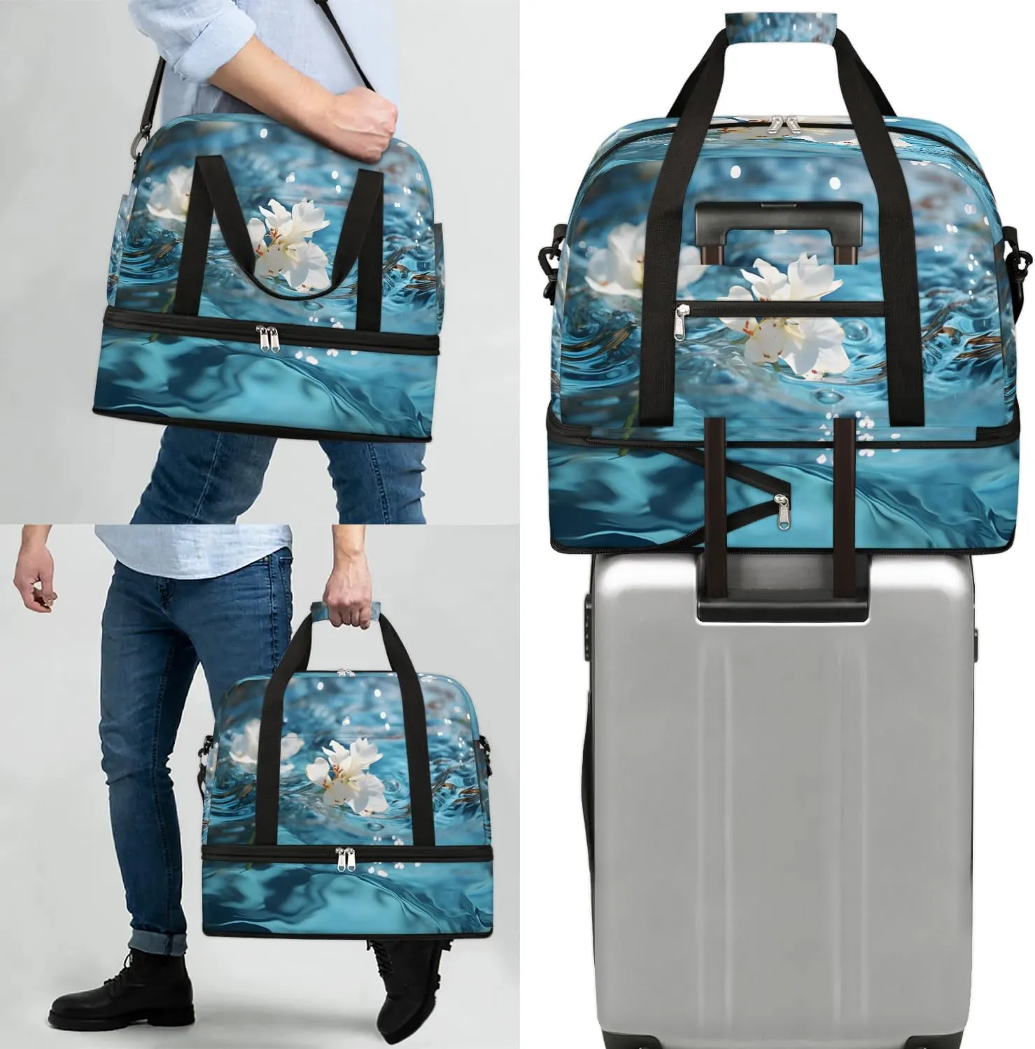 Exquisite Flora Vivid Prints Travel Duffle Bag, Collapsible Travel Bag Sports Gym Bag With Shoes Compartment Weekender Bag Overnight Bag For Women Men