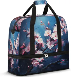 Exquisite Radiant Printing Flower Travel Duffle Bag, Collapsible Travel Bag Sports Gym Bag With Shoes Compartment Weekender Bag Overnight Bag For Women Men