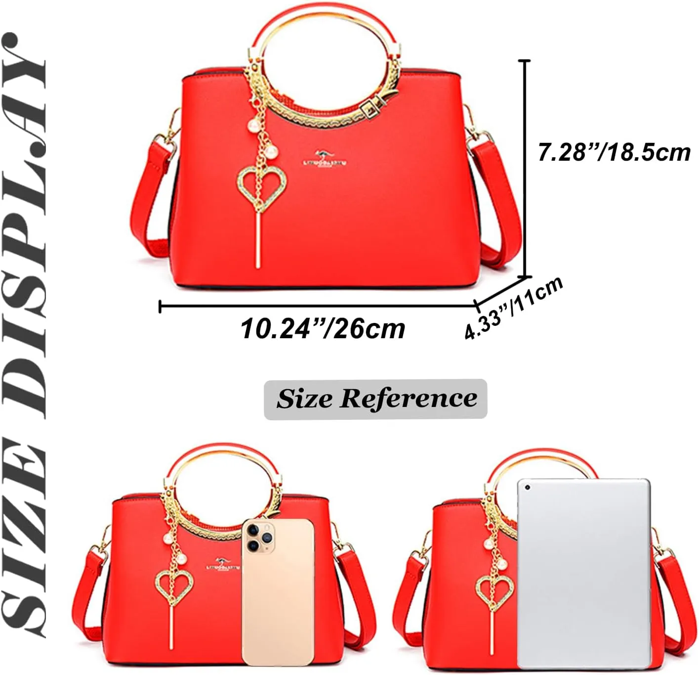 Exquisite Real Genuine Leather Metal Ring Handle Bag For Women Crossbody Handbags With Shoulder Strap For Women