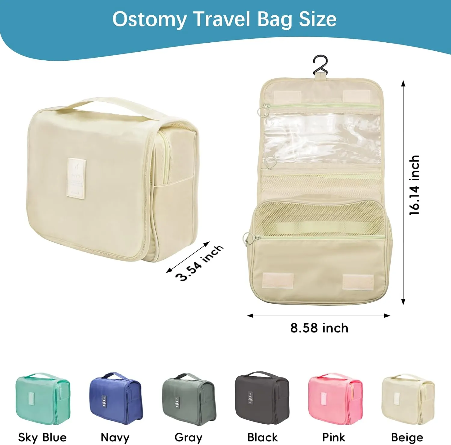 Exquisite Travel Bag for Ostomy and Colostomy Supplies - The Ultimate Choice for Post - Surgery Individuals, Featuring Hanging Setup and Stylish Covers Tailored for Women (Beige)